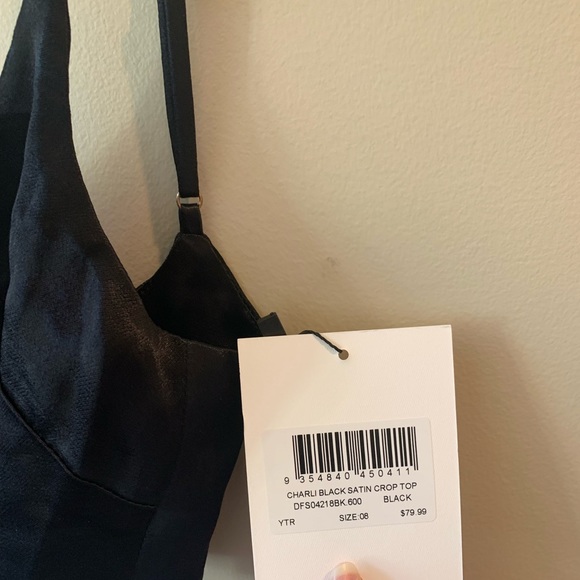 DISSH Charli Black Satin Crop Top - Picture 8 of 9